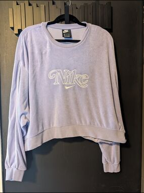 Nike Women's XXL Terry Light Purple Crewneck Sweatshirt with Script Logo